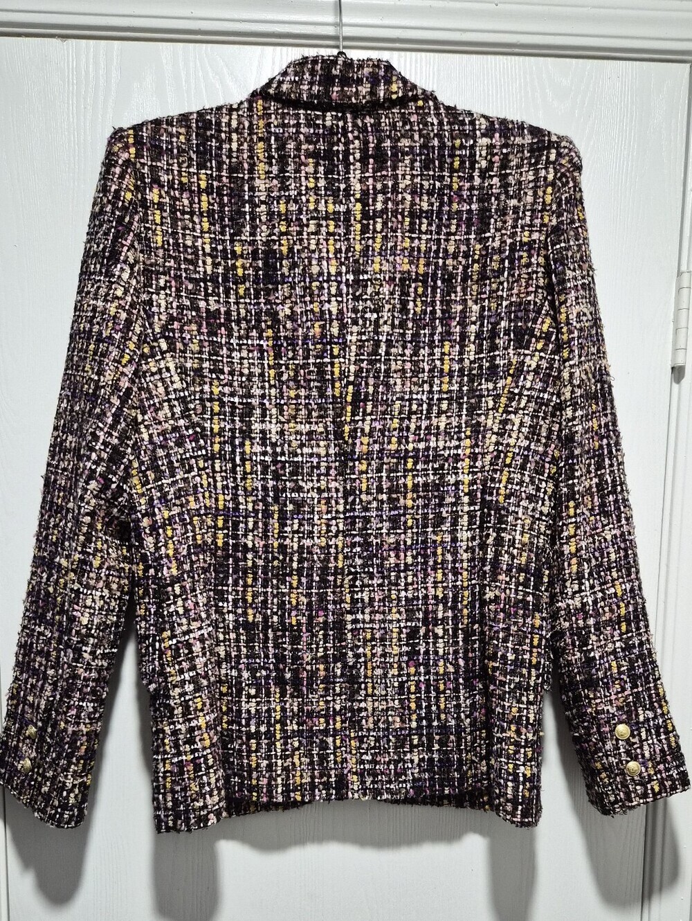 Nwt L'AGENCE Chamberlain Purple Multi Tweed Single-Button Blazer Size 8 - Picture 9 of 14